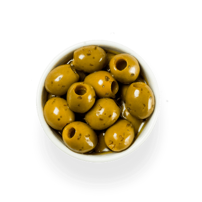 Aceitunas al estilo de La Pampa (mezcla de aceite de oliva y especias)